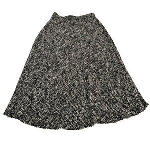 Jason Wu Skirt Womens 10 Black Tweed Boulce Knit A Line Midi Fringe Academia